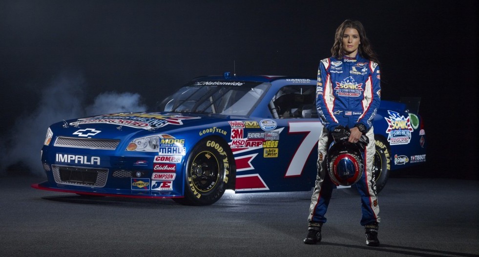 Nascar racer Danica Patrick and her Sega sponsored car.
