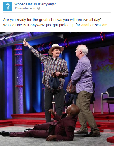 Whose Line Is It Anyway - Facebook renewal announcement