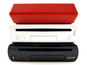 From top to bottom: Wii Mini, Original Wii, and Wii U