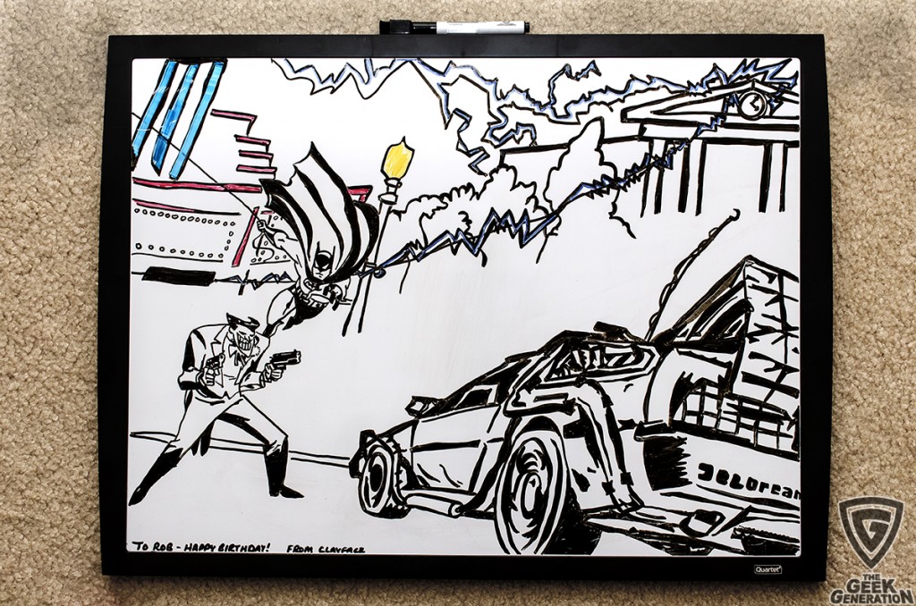 Batman DeLorean birthday whiteboard